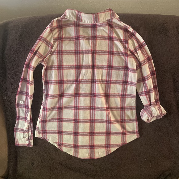 Paper+Tee cream, blue and red flannel girls size 8 - Picture 4 of 5